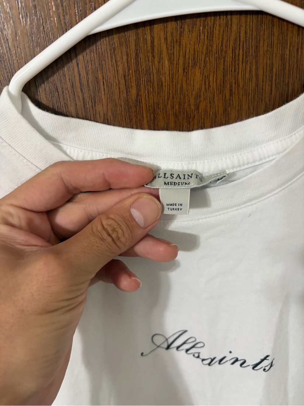 All Saints White Short Sleeve Logo Tee - Picture 2 of 3